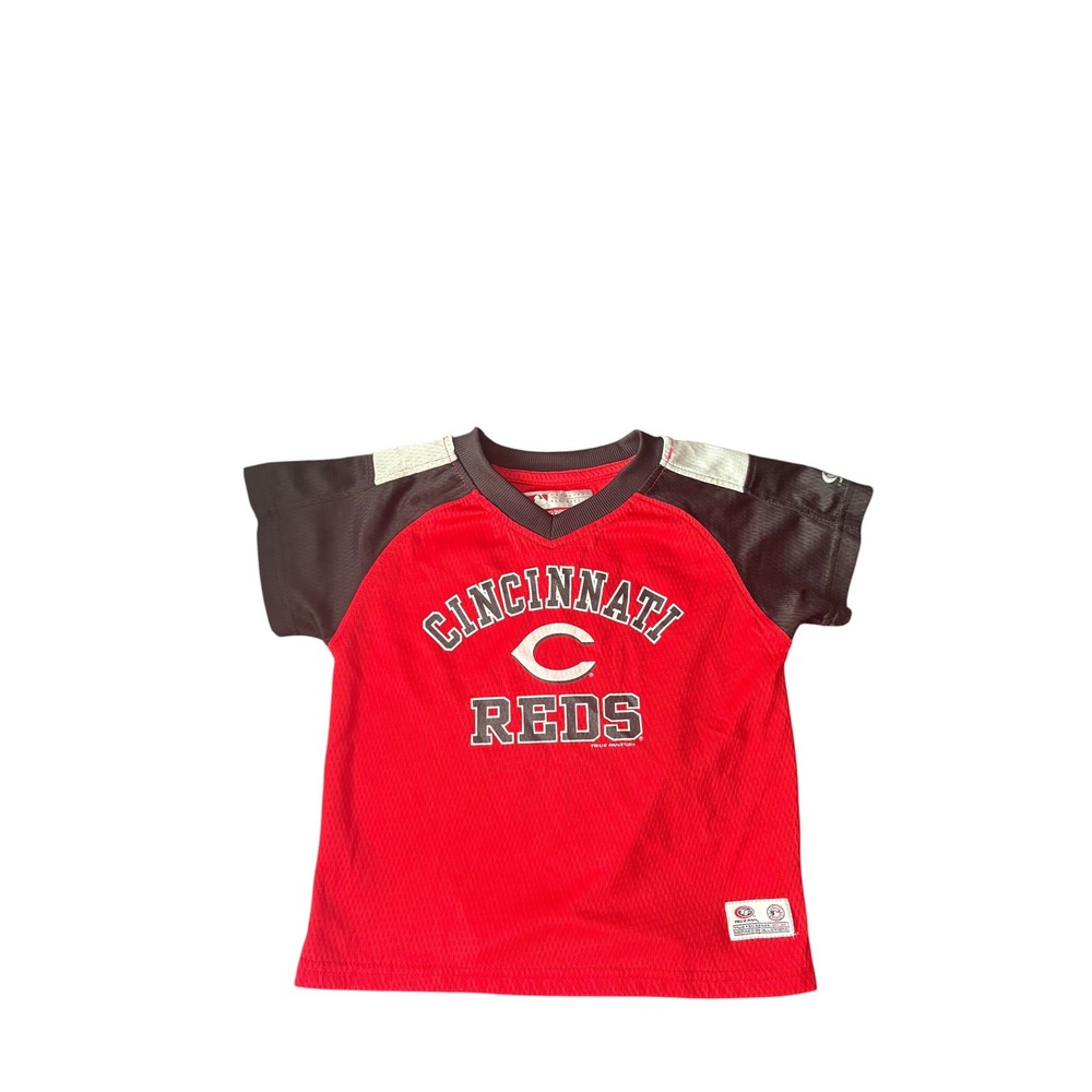 Cincinnati Reds Toddler Jersey Shirt Size 4T Red Black MLB True Fan Short Sleeve